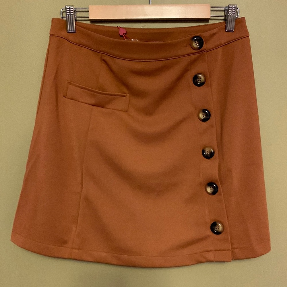 Brown Skirt with Pocket & Buttons